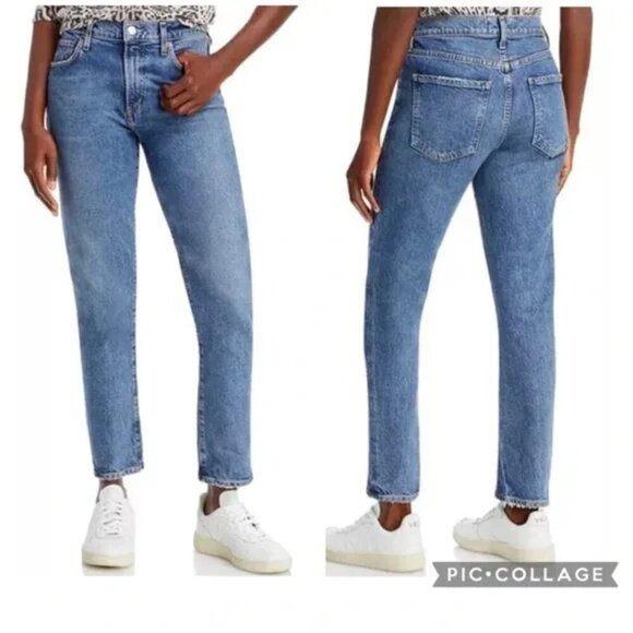 AGOLDE Toni Mid Rise Straight Jeans Medium Wash Cotton Blend Size 31 - Picture 1 of 8